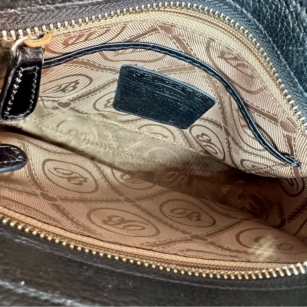 Black Croc-Embossed Leather Crossbody Bag with Silver Trim & Organizer - Picture 5 of 9
